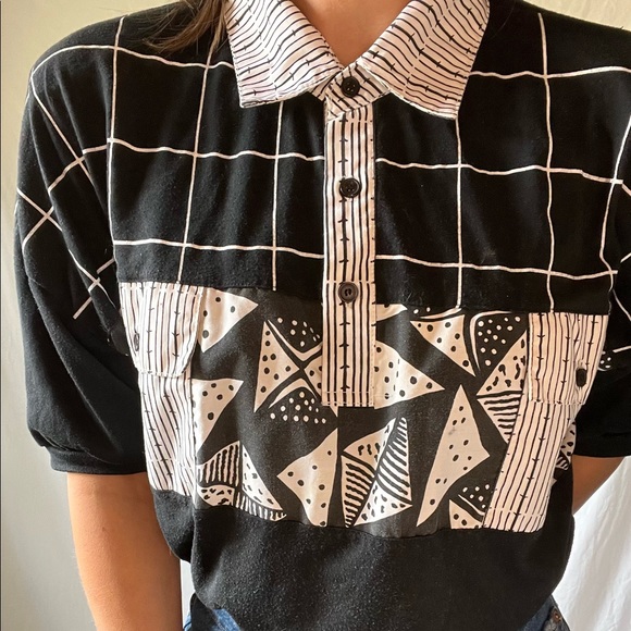 VTG collared Abstract Yacht Club Blouse - Picture 4 of 8